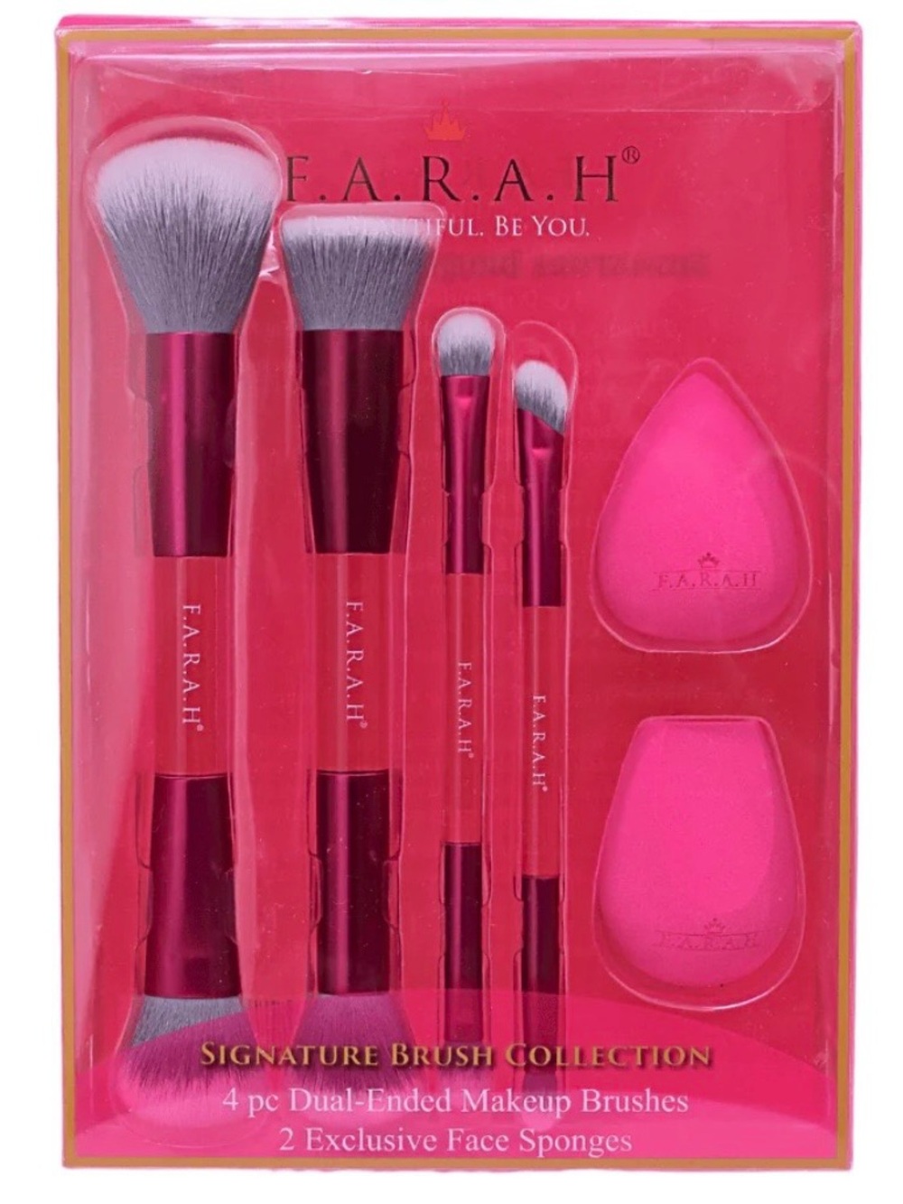 F.A.R.A.H Signature Pink Makeup Brush & Sponge Set - 6pc